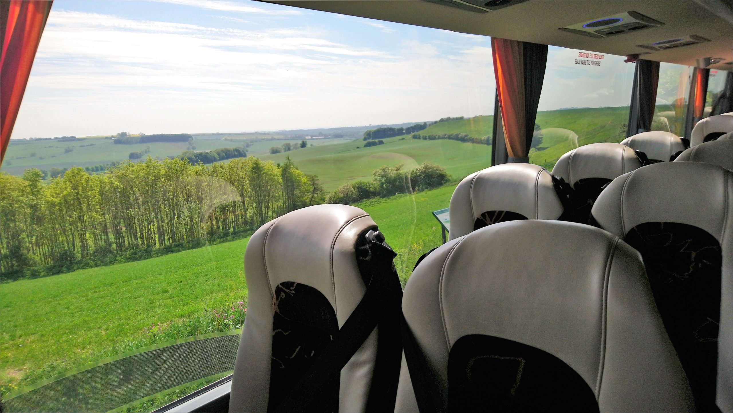 interior of coach on a road